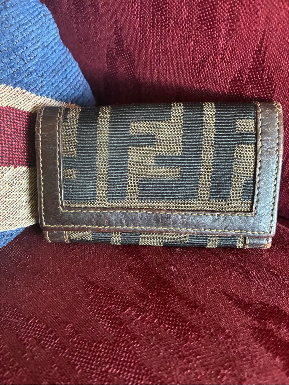 Fendi Black and Brown FF Logo Key and Card Holder